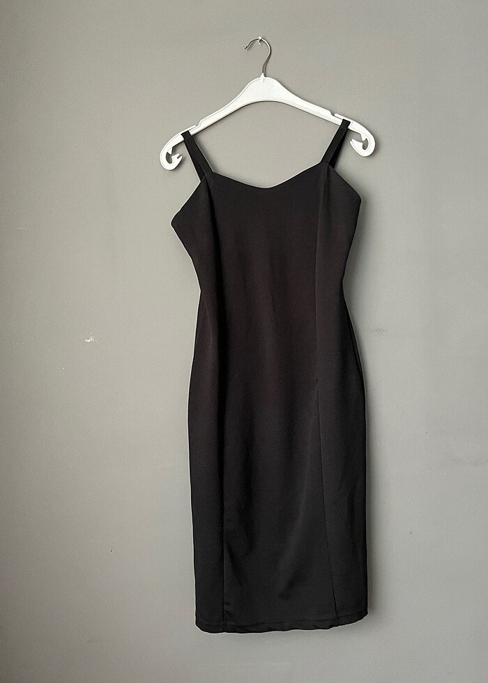 Düz siyah klasik elbise - Görsel 2