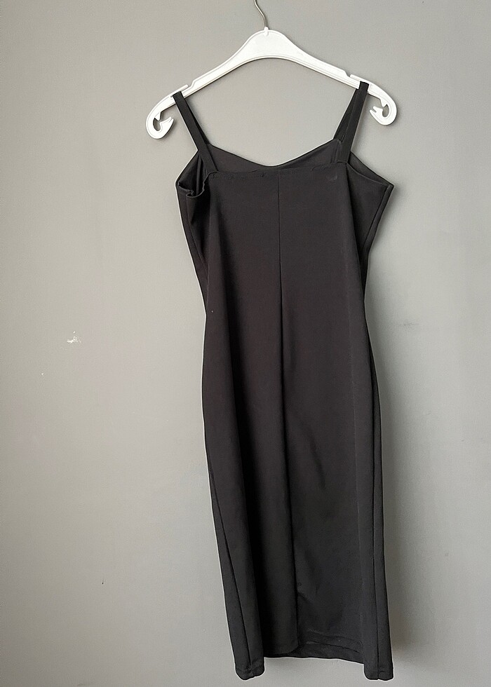 Düz siyah klasik elbise - Görsel 4