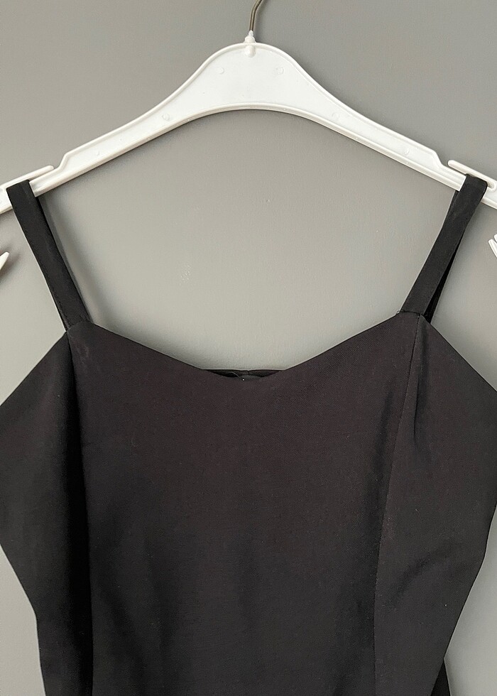 Düz siyah klasik elbise - Görsel 5