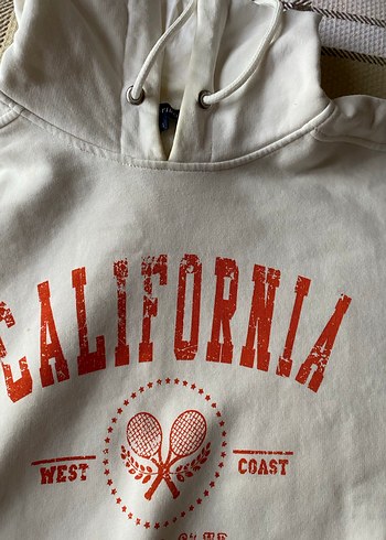 Beyaz Baskılı Pamuklu Sweatshirt - Görsel 2