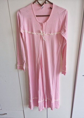 Düğmeli Pembe Hamile gece giyim - Görsel 3