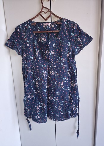 Çiçek Desenli Lacivert hamile bluz - Görsel 3