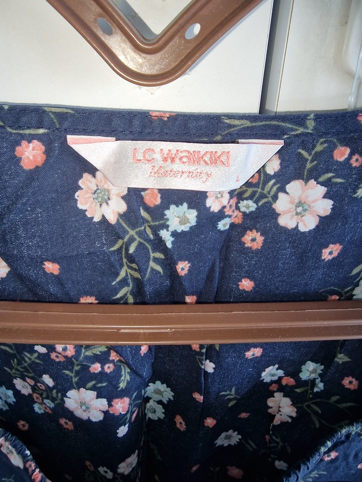 Çiçek Desenli Lacivert hamile bluz - Görsel 2