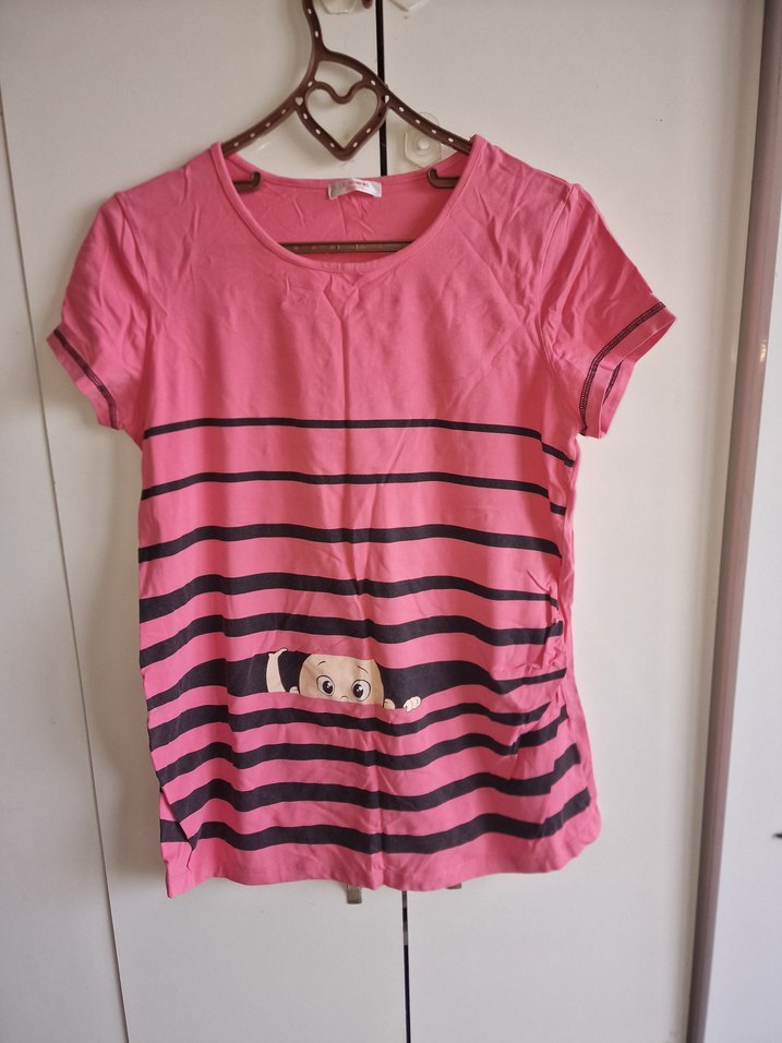 Pembe Midi Hamile tişort - Görsel 3