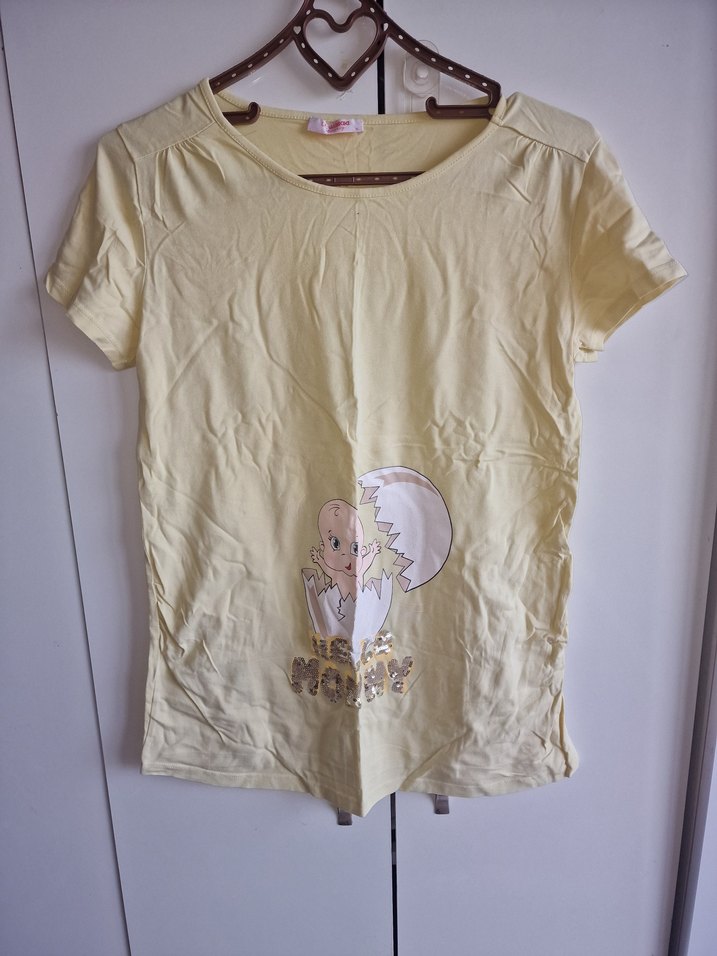 Sarı Hamile tişort - Görsel 3