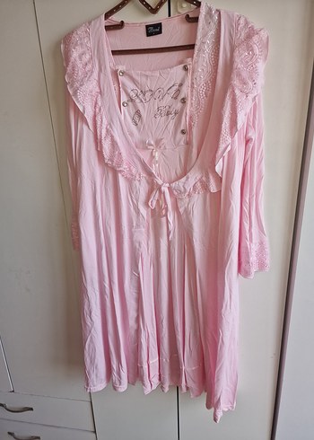 Nakışlı Pembe Hamile ve Emzirme Gecelik - Görsel 5