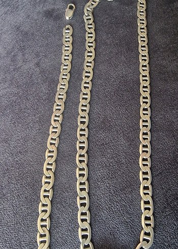 925 GÜMÜŞ İTALY ZİNCİR KOLYE BİLEKLİK TAKIMI - Görsel 3