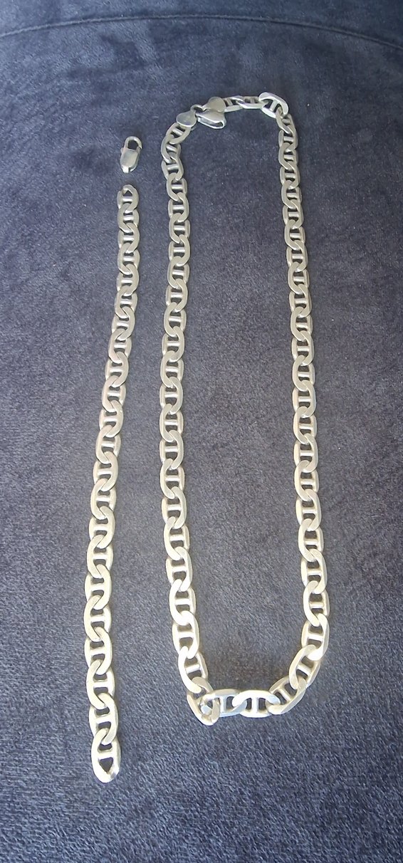 925 GÜMÜŞ İTALY ZİNCİR KOLYE BİLEKLİK TAKIMI - Görsel 4