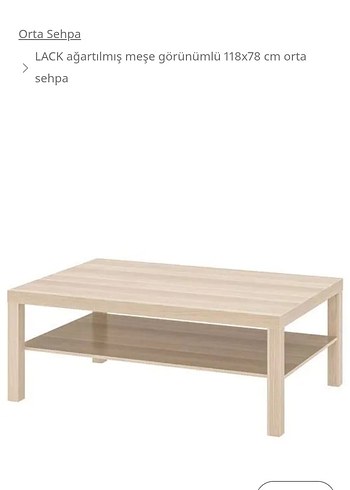 Ikea LACK Açık Meşe Görünümlü Orta Sehpa 118x78 cm