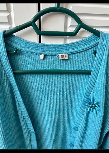Bershka Düğmeli Turkuaz Midi Kadın Hırka BERSHKA