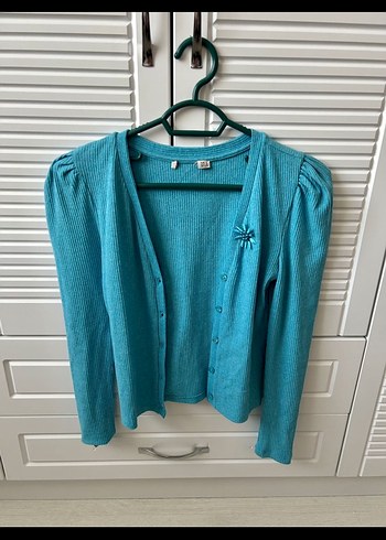 Düğmeli Turkuaz Midi Kadın Hırka BERSHKA