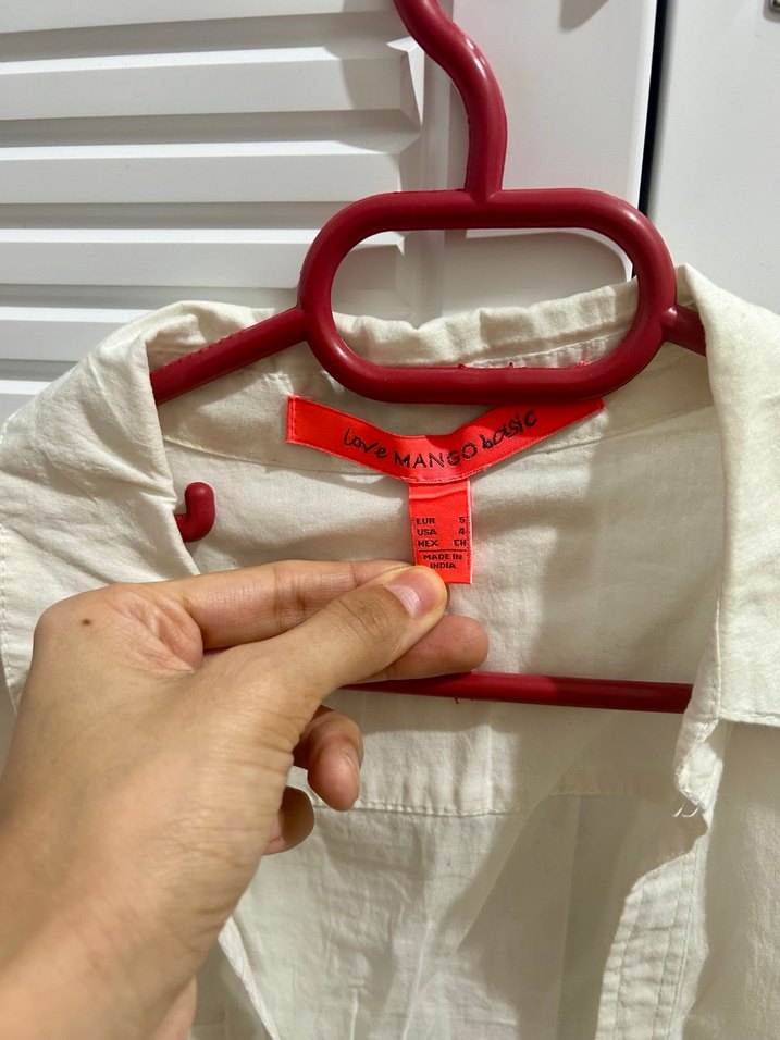 Beyaz pamuklu Mango gömlek - Görsel 3