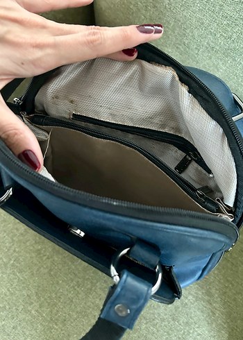 Deri Mavi Sırt Çantası yepyeni - Görsel 4