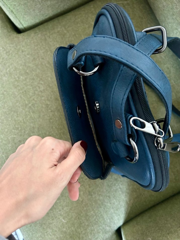Deri Mavi Sırt Çantası yepyeni - Görsel 2
