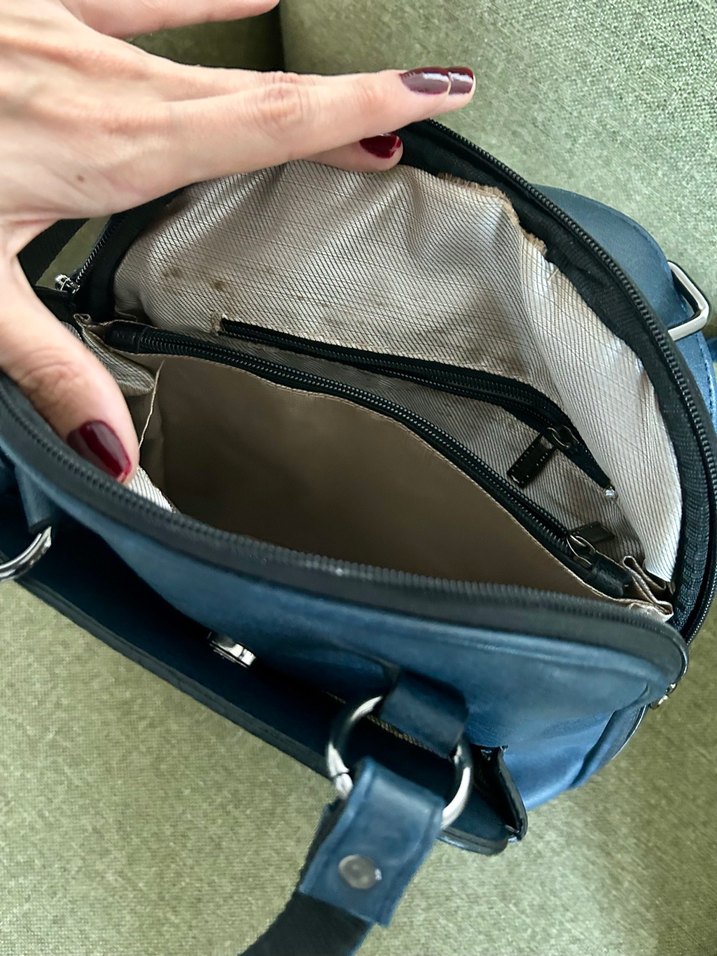 Deri Mavi Sırt Çantası yepyeni - Görsel 4