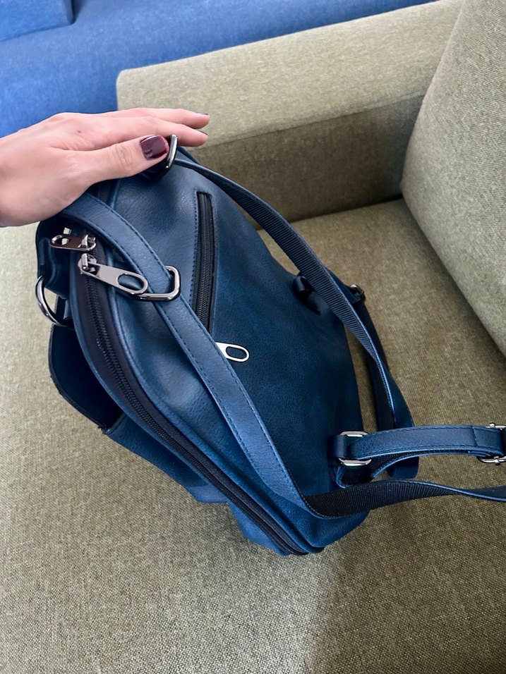 Deri Mavi Sırt Çantası yepyeni - Görsel 3