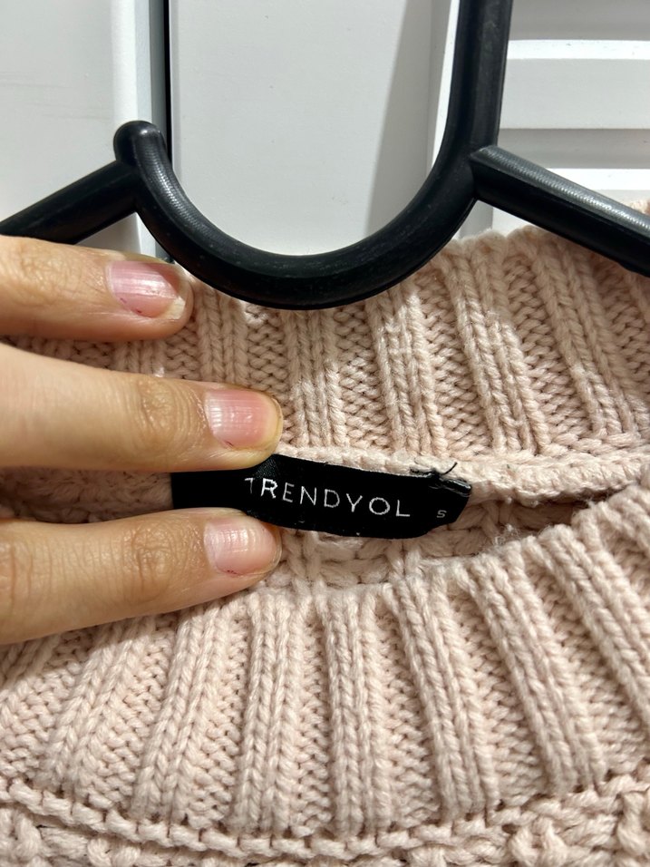 Pastel pembe, Örgü Kadın Triko kazak - Görsel 2