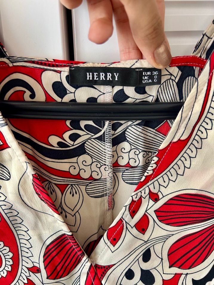 Kırmızı Desenli Bohem Elbise - Görsel 2