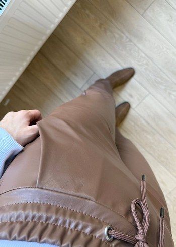 Deri Beli Bağlamalı Rahat Kadın Pantolon  - Görsel 2