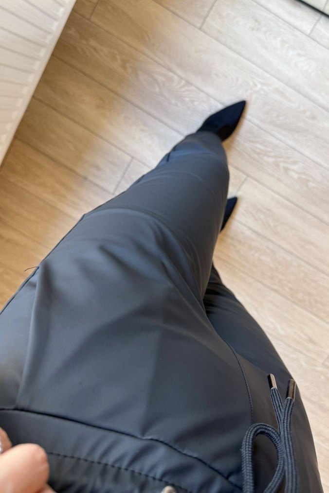 Deri Beli Bağlamalı Rahat Kadın Pantolon  - Görsel 5