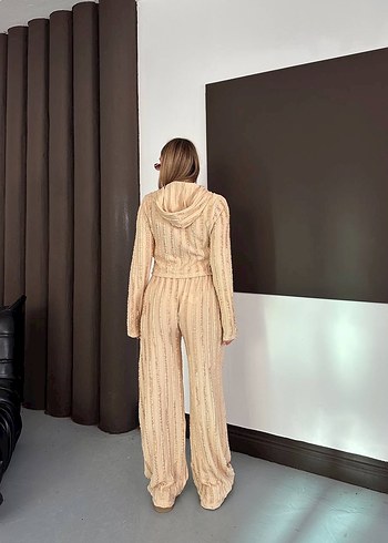Bej Kadın Uzun Kollu Rahat Eşofman Takımı - Görsel 2