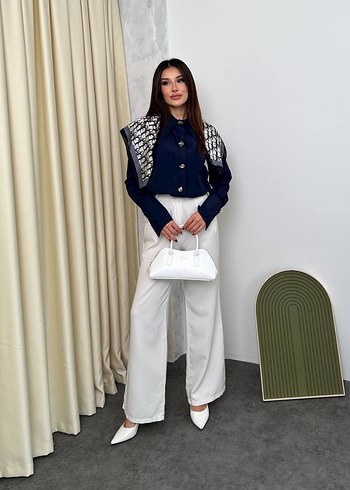 Düğmeli Lacivert Kadın Gömlek - Görsel 4