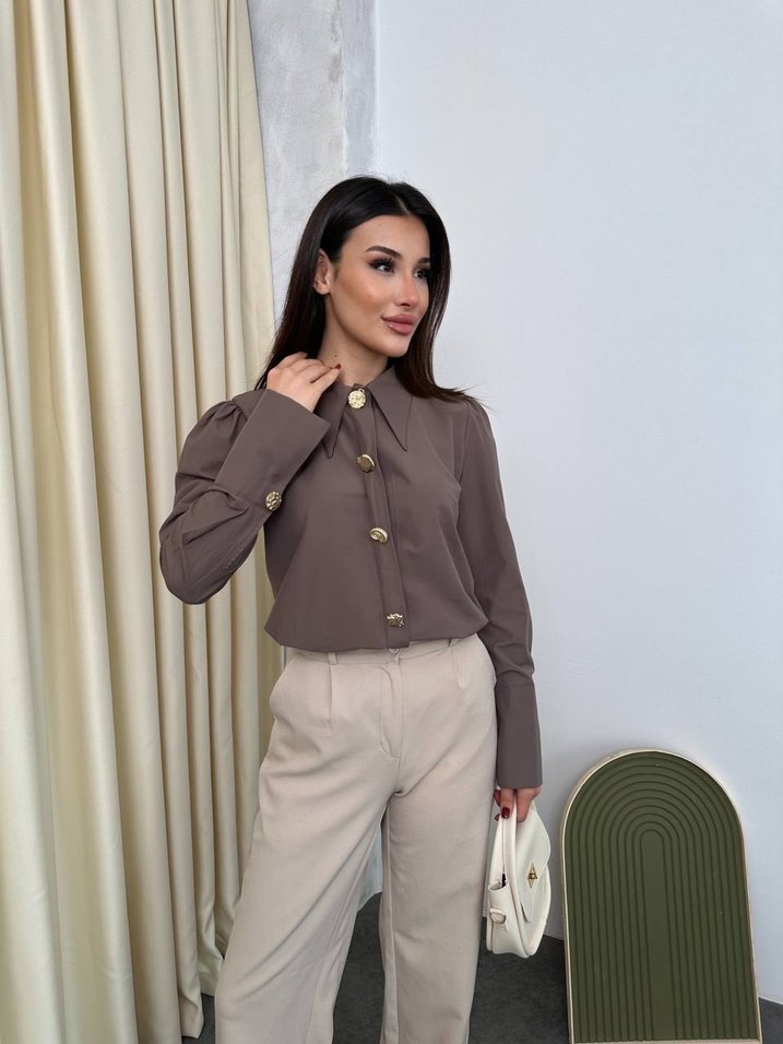 Düğmeli Lacivert Kadın Gömlek - Görsel 5