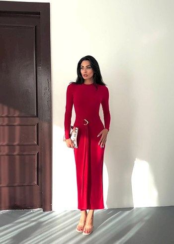 Uzun Kemerli Kadın Elbise - Görsel 7