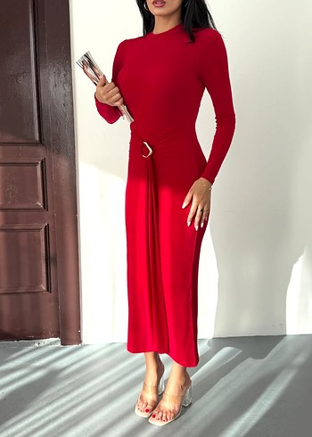 Uzun Kemerli Kadın Elbise - Görsel 9