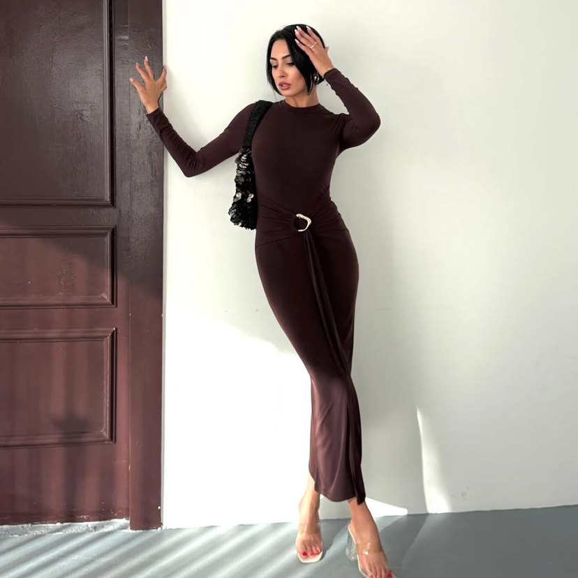 Uzun Kemerli Kadın Elbise - Görsel 2