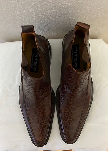 Kahverengi Yılan Desenli Deri Erkek Bot - Görsel 2