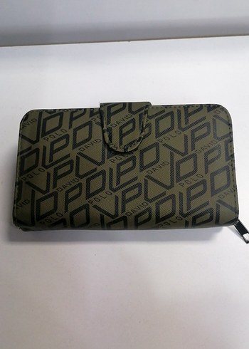 Haki Deri Kadın Baskılı Fermuarlı Cüzdan - Görsel 3