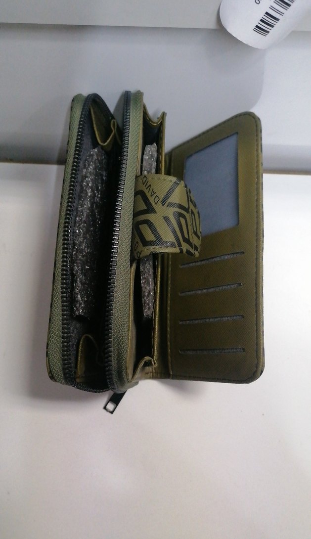 Haki Deri Kadın Baskılı Fermuarlı Cüzdan - Görsel 2