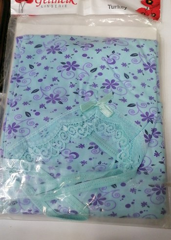 Mavi Çiçek Desenli Dantelli atlet kilot takım - Görsel 2