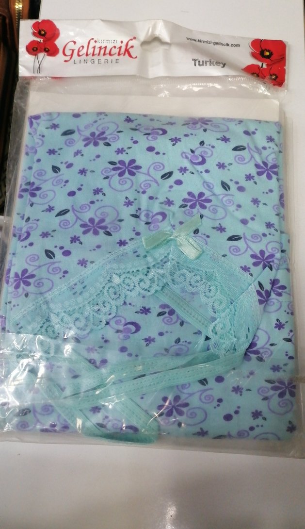 Mavi Çiçek Desenli Dantelli atlet kilot takım - Görsel 2