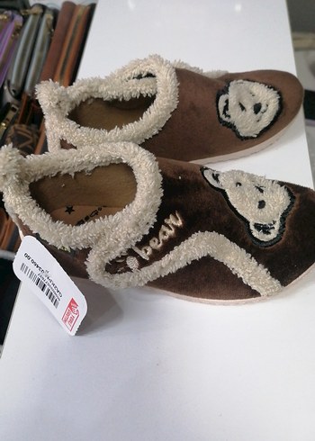 Erkek Çocuk Kahverengi Kürklü Ev Terliği - Görsel 2