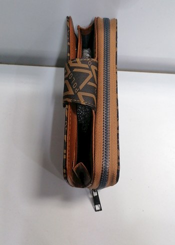 Kahverengi Baskılı Deri Kadın Cüzdanı - Görsel 2