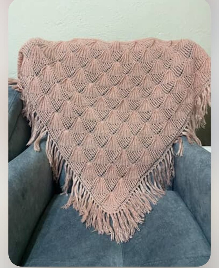 Pembe Örgü Kadın Şal - Görsel 2