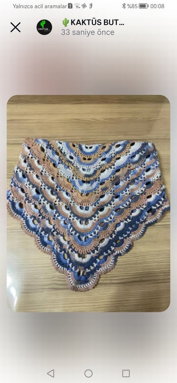 Batik desen Mavi Bohem Triko Şal - Görsel 2