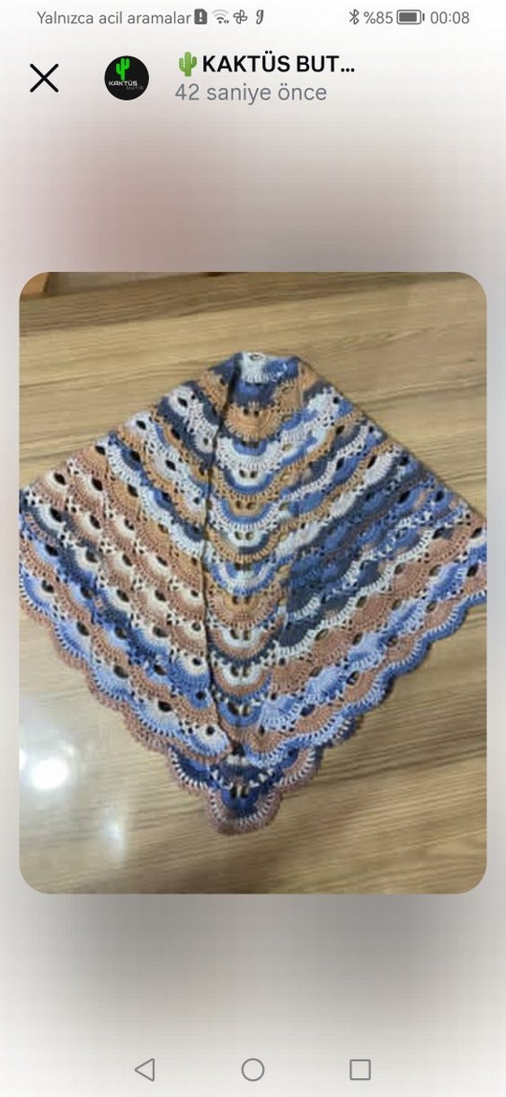 Batik desen Mavi Bohem Triko Şal - Görsel 3