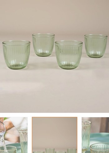 Açık Haki Renkli Cam Su Bardağı - Görsel 3