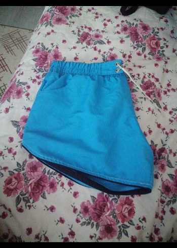 Renkli Mavi kadın deniz şortu - Görsel 5