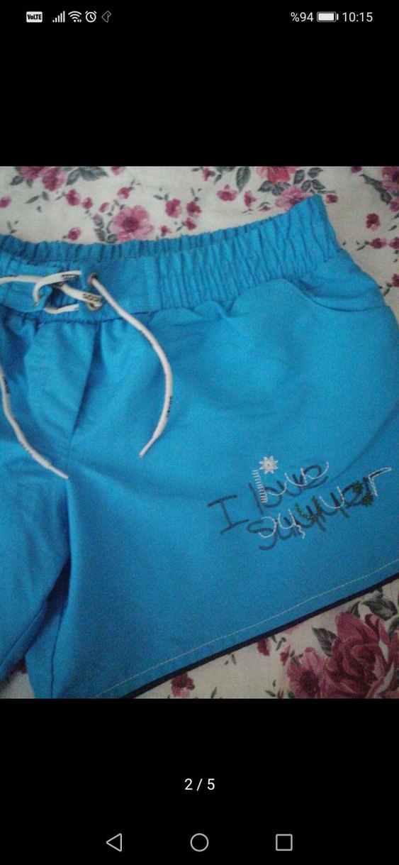 Renkli Mavi kadın deniz şortu - Görsel 2