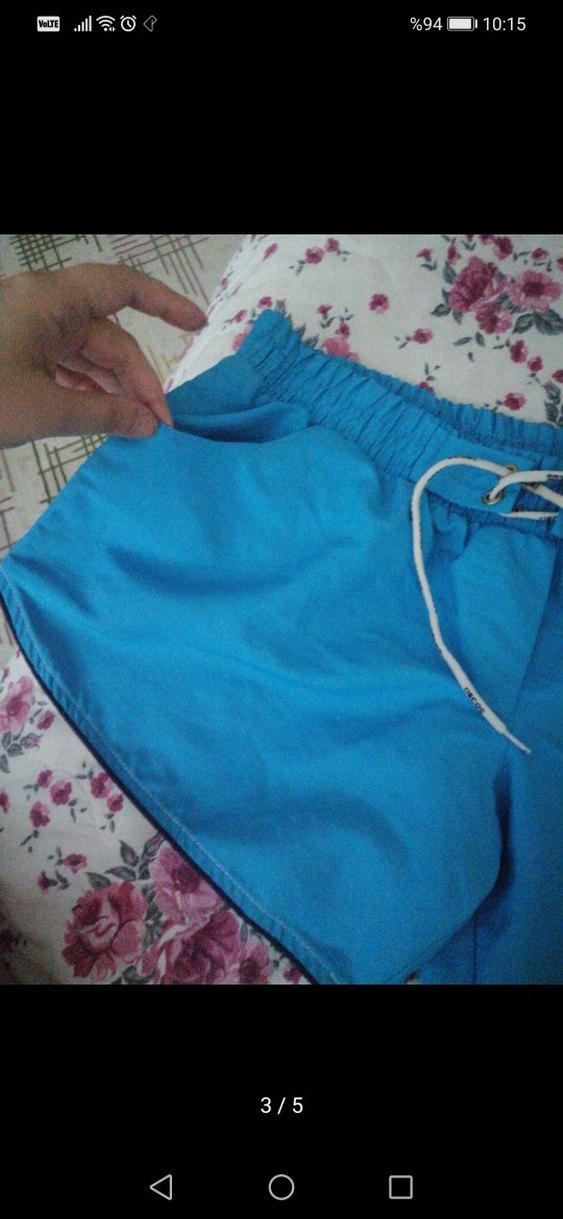 Renkli Mavi kadın deniz şortu - Görsel 3