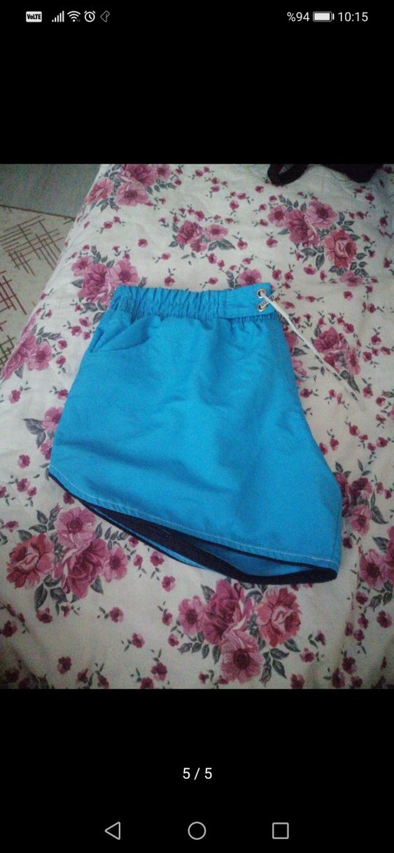 Renkli Mavi kadın deniz şortu - Görsel 5