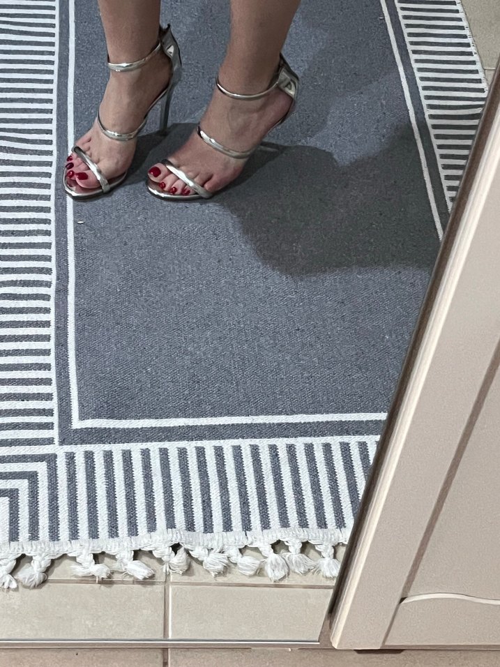 Modern Gümüş İnce Topuklu Sandalet — görsel 5/6