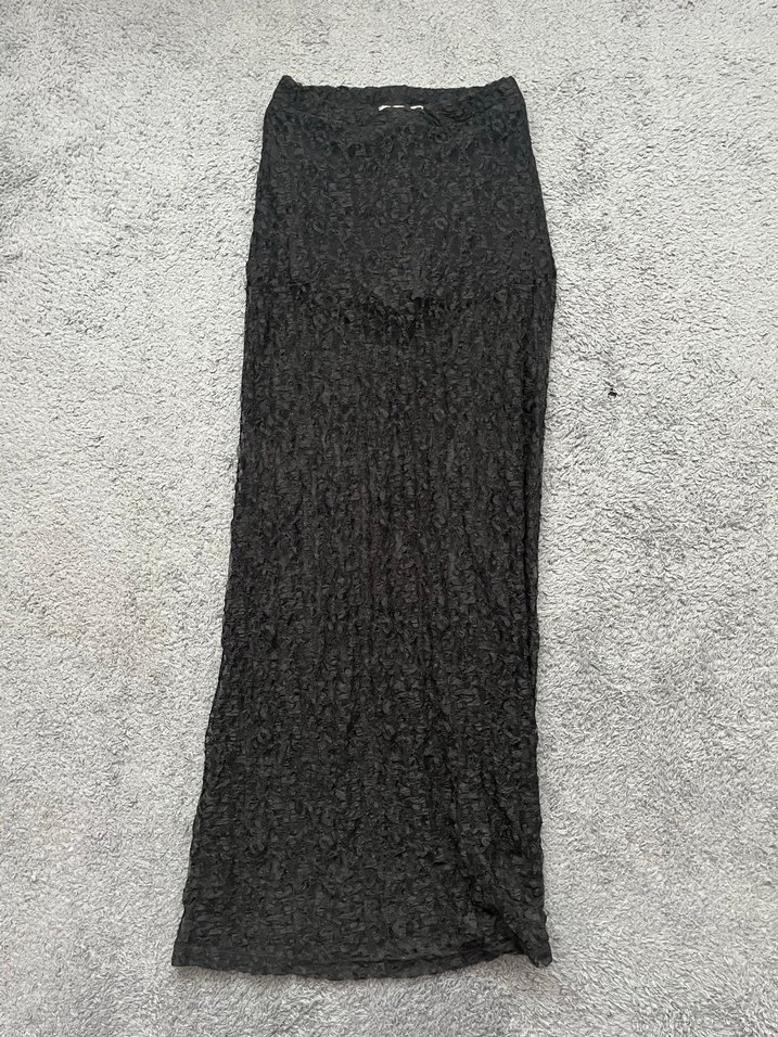 Dantel İşlemeli Siyah Maxi Etek - Görsel 2