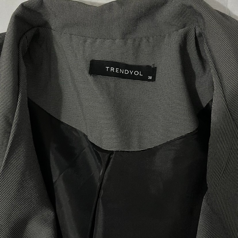 Kadın Gri Düğmeli Blazer Ceket - Görsel 2