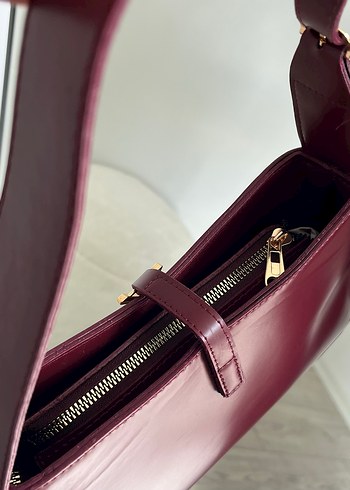 Bordo Deri Kemerli Kadın Çanta - Görsel 8