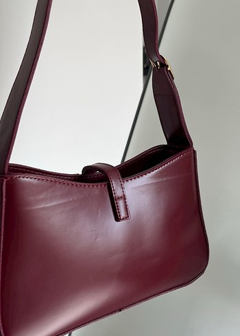 Bordo Deri Kemerli Kadın Çanta - Görsel 7